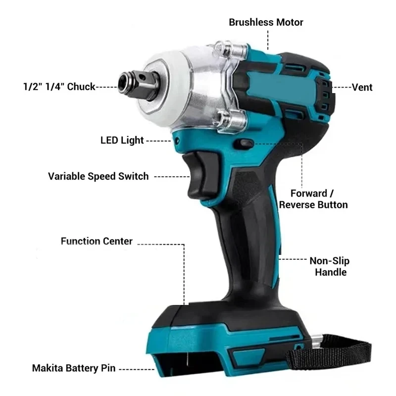 21V battery Standard Cordless electric impact wrench Electric tool brushless electric wrench hand drill