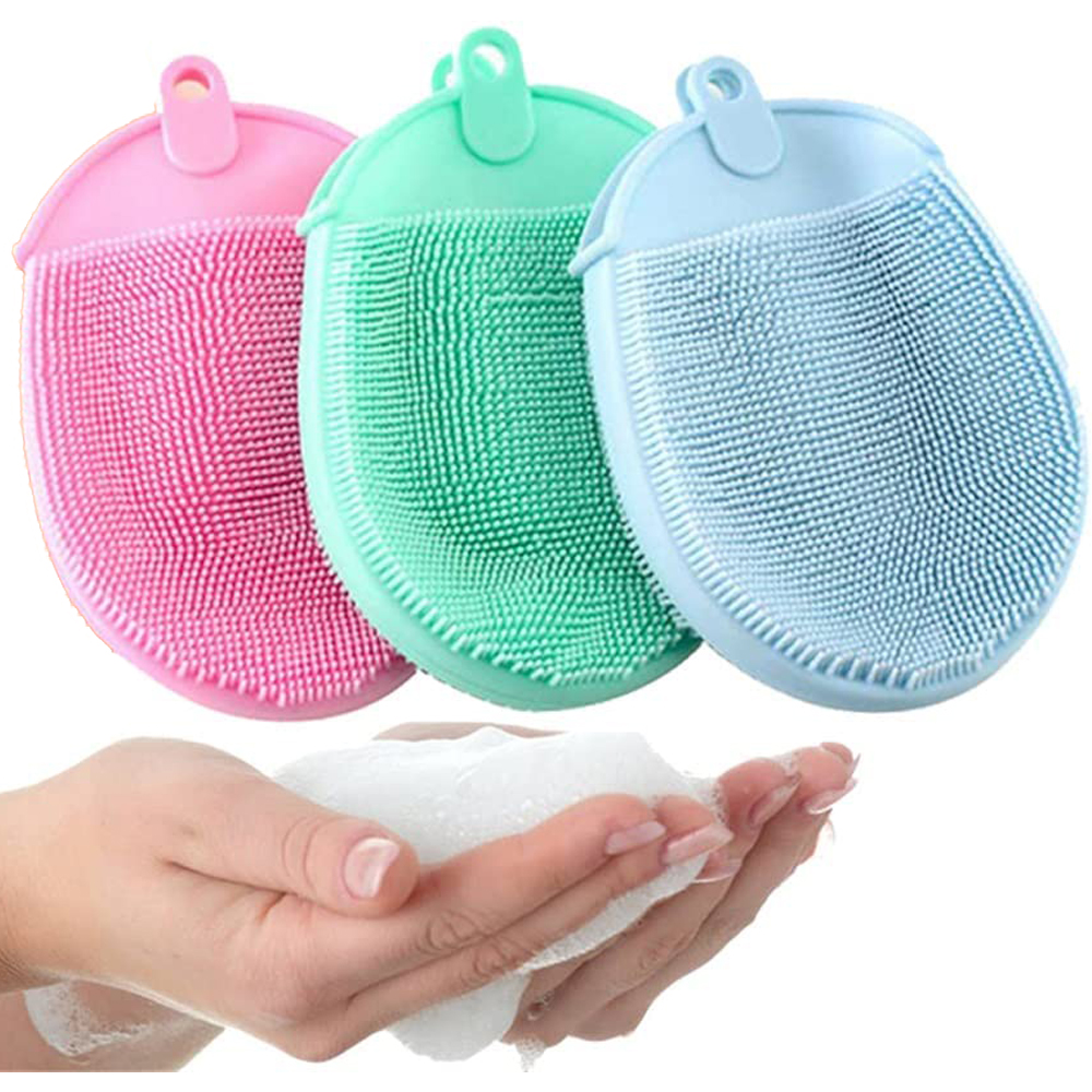 1 szt. Silikonowa szczotka do masażu z haczykiem miękkie złuszczające rękawice do kąpieli Baby Showers szczotka do czyszczenia Remover peeling prysznice Bubble
