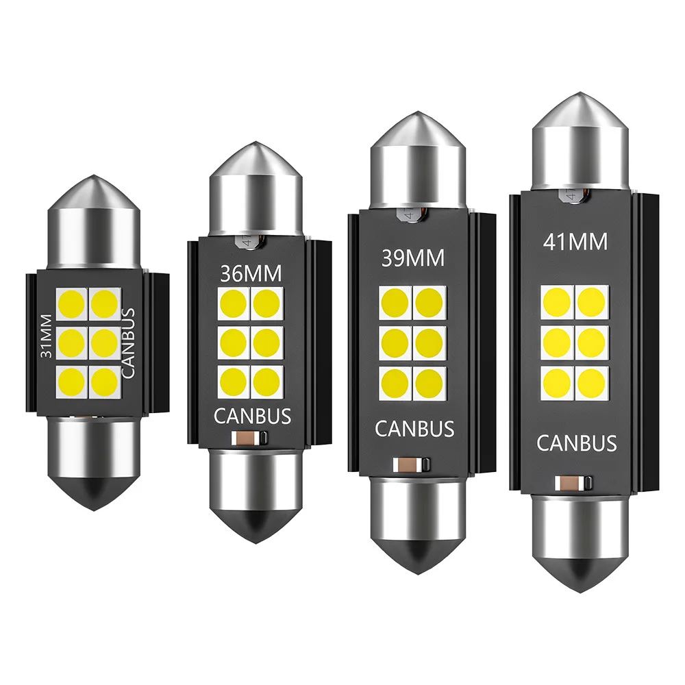 2 pçs 600lm super brilhante c10w c5w lâmpada led festão 31/36/39/41mm led canbus 12v 6500k branco interior do carro cúpula luz da placa de licença