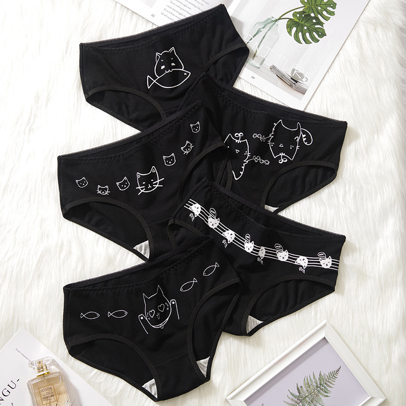 5 Pz/set Cotone Del Fumetto Mutandine Sveglie Delle Ragazze Biancheria Intima Corta Per Le Donne Delle Signore Pantys Femminile Accogliente Slip Lingerie Sexy M-XL