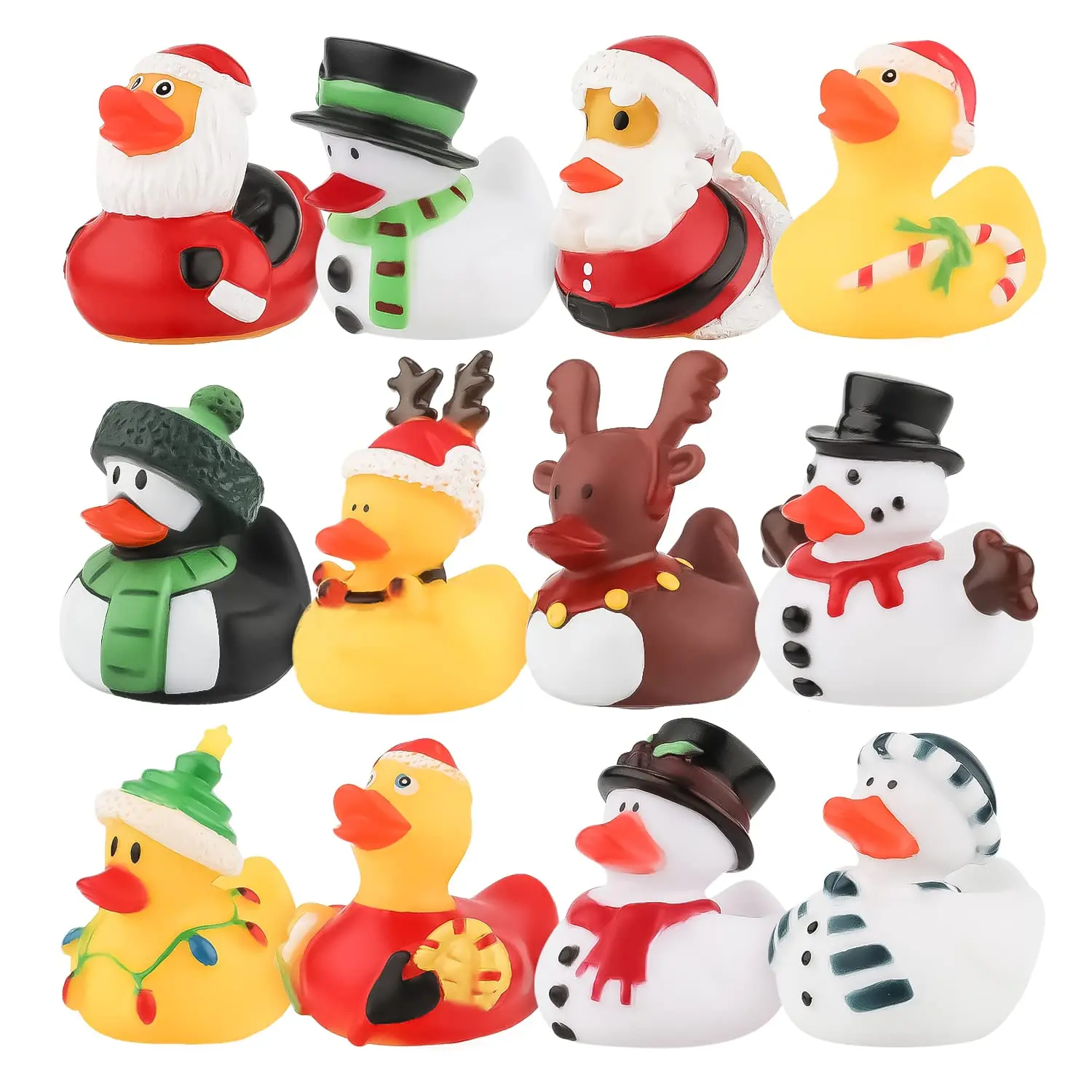 Patos de goma navideños Jijie, juguetes de pato de goma para baño, lindos patos de goma para vacaciones, suministros para fiestas, regalos