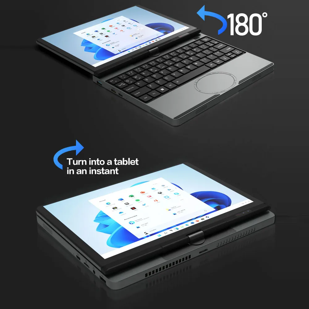 CRELANDER Yoga Laptop 360° Rotating Intel N150 CPU 10.5 " Touch Screen 2K 60Hz Refresh Rate M2 SSD Facial Unlock Mini Laptop