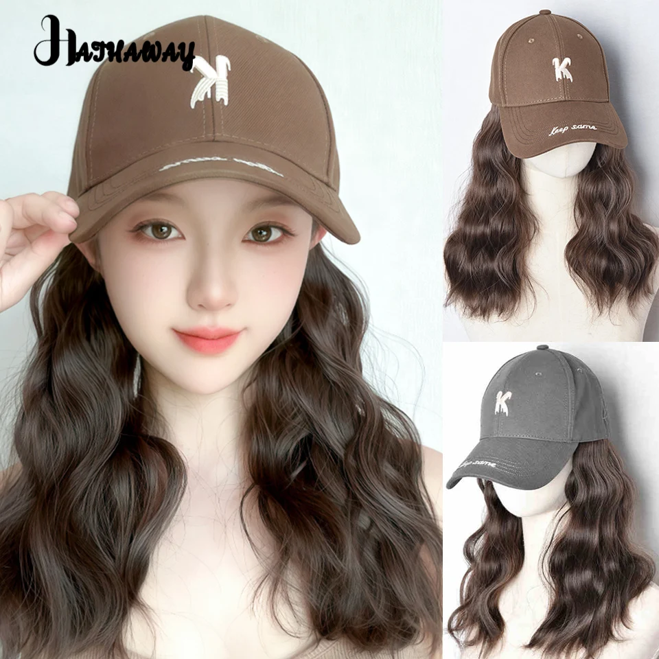 Hat Wig One Female Short Curly Hair Full Head Synthetic Adjustable Buckle Wave Shape Natural Wild Wool Roll Baseball Cap Cap Wig