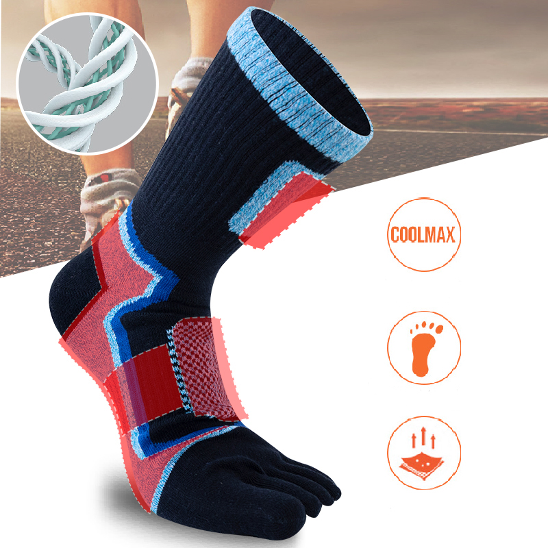 5 Paar Zehensport-Kurzsocken für Herren, dickes Kompressionsnetz, langlebig, für Fitness, Fahrrad, Laufen, Outdoor, Basketball, Reisen, 5-Finger-Socken