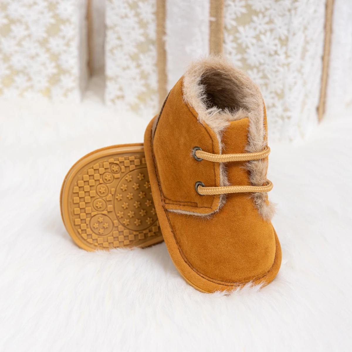 Meckior Детские пинетки Обувь для маленьких мальчиков и девочек Обувь для кроватки Зимняя теплая хлопковая обувь с противоскользящей подошвой Обувь для первых ходунков для новорожденных