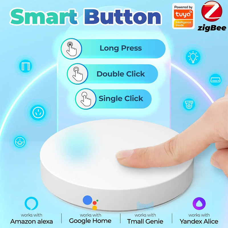 Tuya zigbee botão interruptor de cena ligação inteligente interruptor inteligente alimentado por bateria automação trabalho com vida inteligente dispositivos zigbee