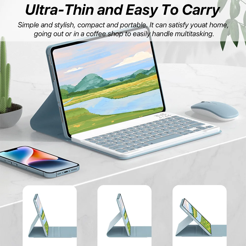 Funda para iPad 2024 Air de 11 pulgadas con cubierta para teclado Bluetooth, accesorios para iPad, teclado y ratón mágicos con retroiluminación, 2024