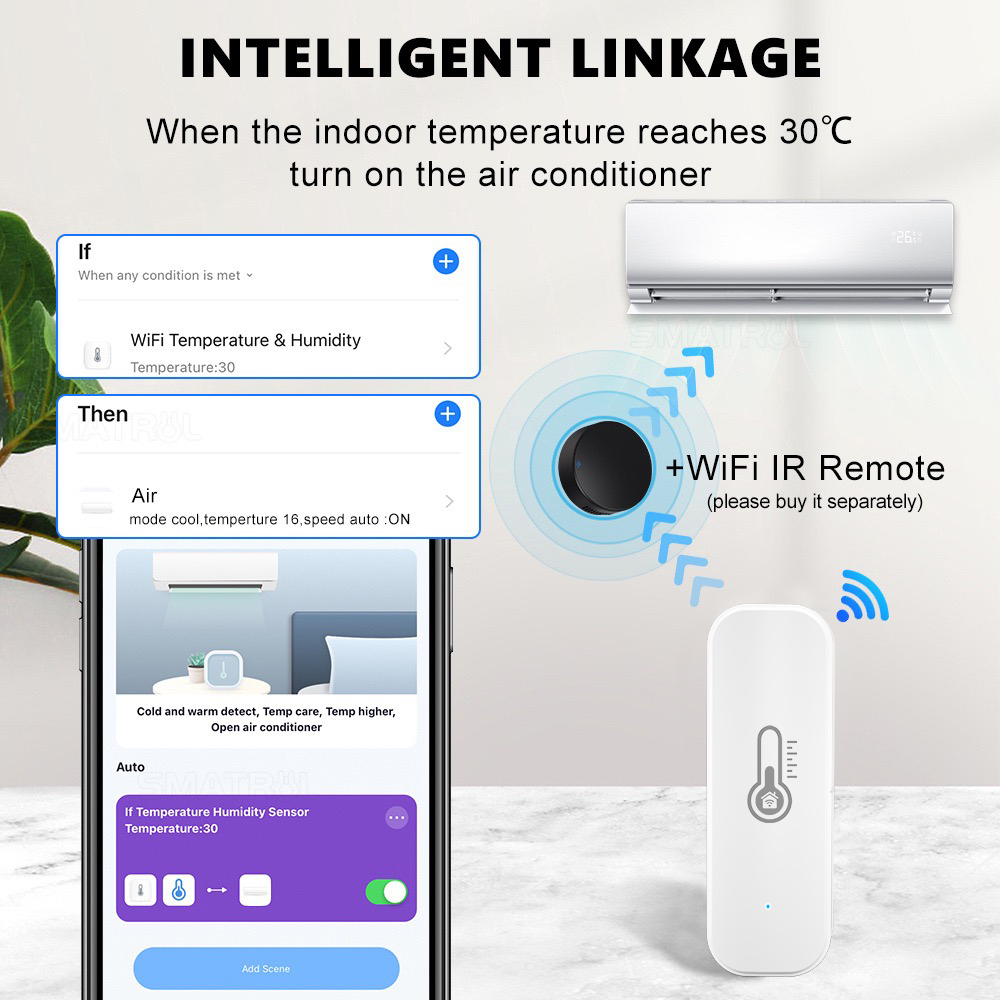 Tuya wifi/zigbee temperatura e umidade casa inteligente termômetro higrômetro app alarme remoto trabalho com alexa google casa