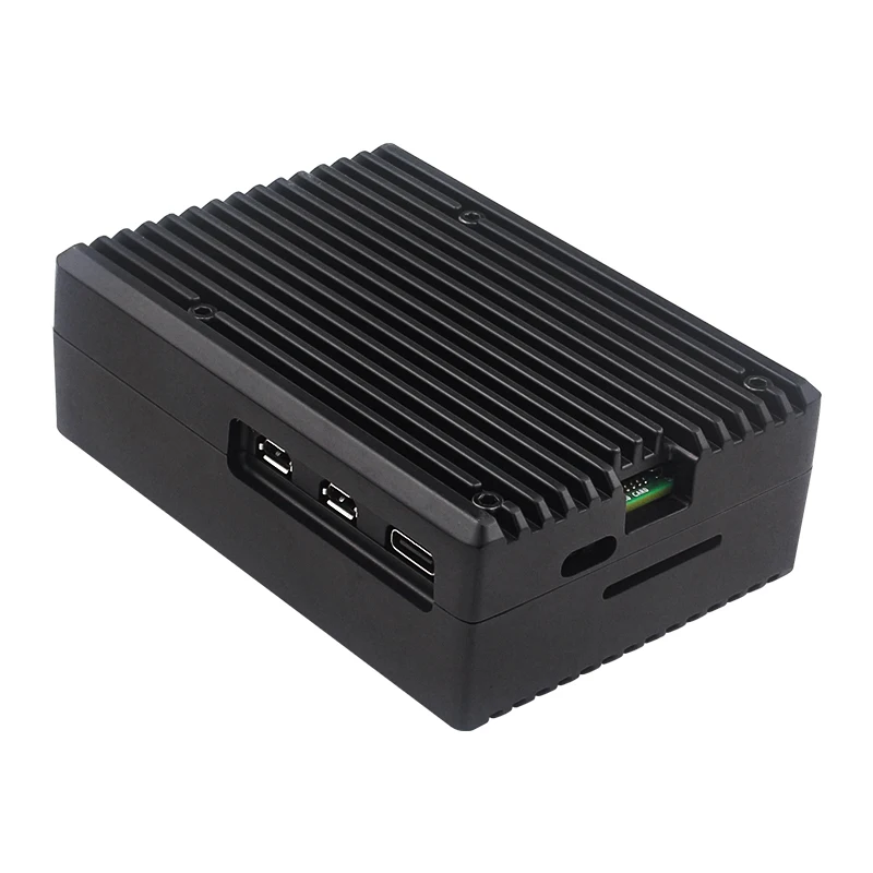 Raspberry Pi 5 อลูมิเนียมกรณี Passive Cooling Shell พร้อมซิลิโคนความร้อนปุ่มสวิทช์เงียบการกระจายความร้อนสําหรับ RPI 5 Pi5