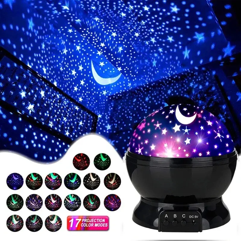 Luce notturna stellata a LED modello rotante automatico 500mAH batteria al litio luce di proiezione notturna stellata per la decorazione della camera da letto