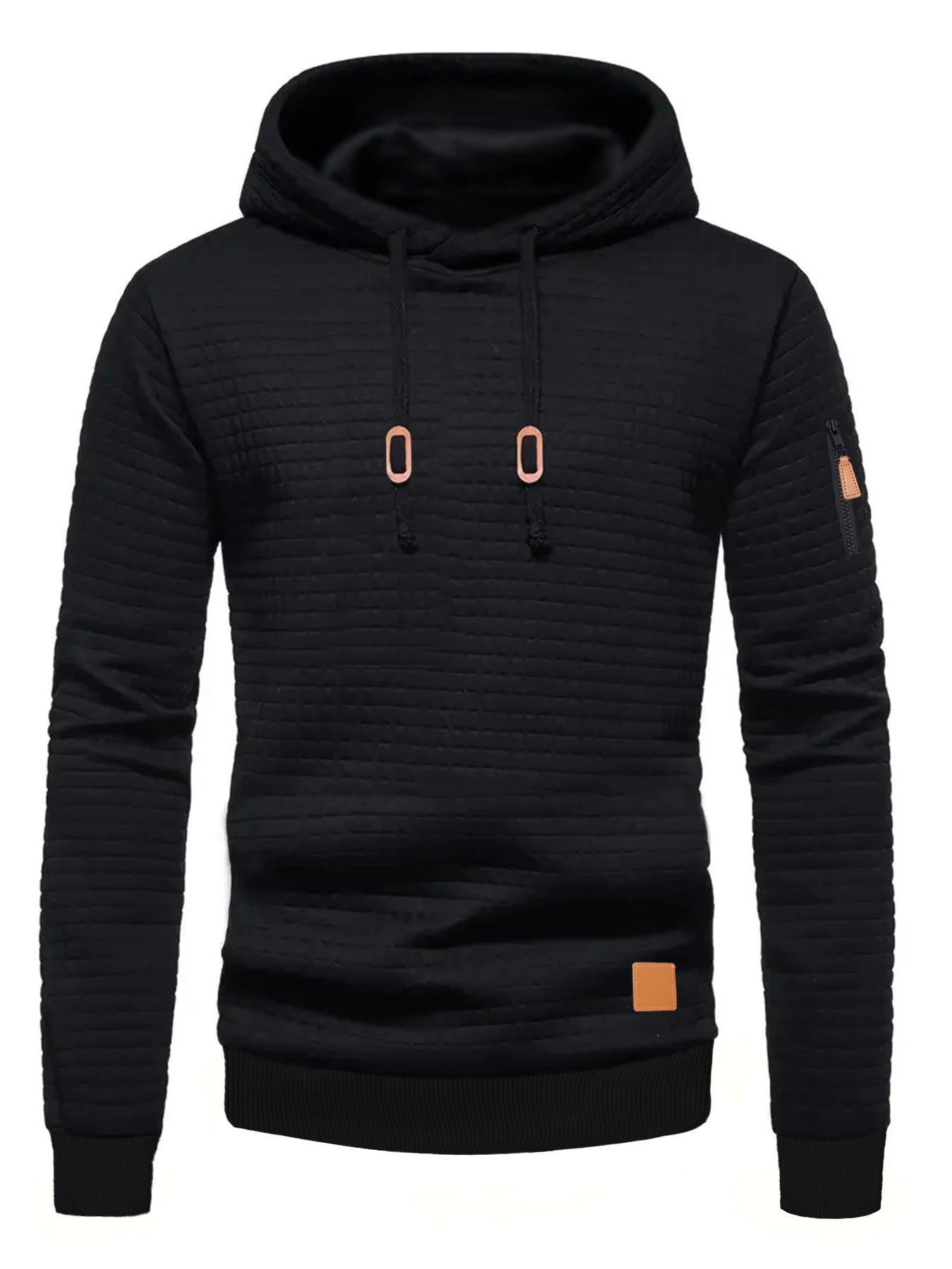 Moletom com capuz masculino padrão waffle outono/inverno casual sólido pulôver quente moletom solto esportes ao ar livre com capuz tops roupas masculinas