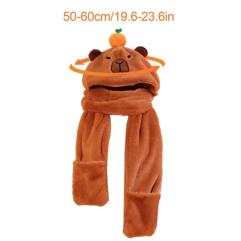3 In 1 Cute Capybara Hat sciarpa guanti Set Warm capibara peluche con cappuccio sciarpa Beanie Caps perfetto regalo invernale per le donne ragazze