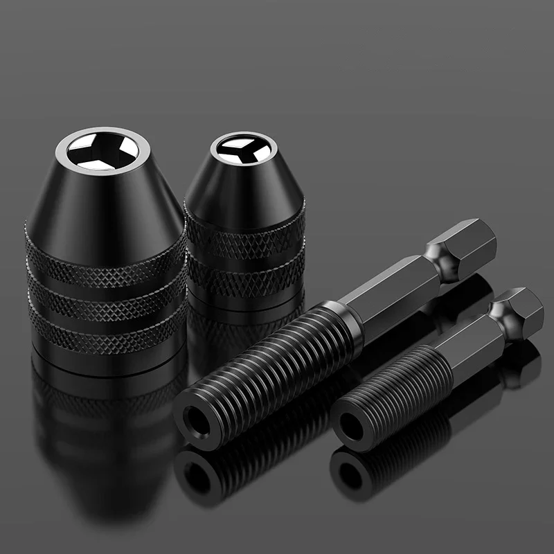 Keyless Drill Chuck 0.3-8mm Self-Tighten Electric Drill Bits Collet Fixture Tools 1/4" Hex Shank Quick Change Converter