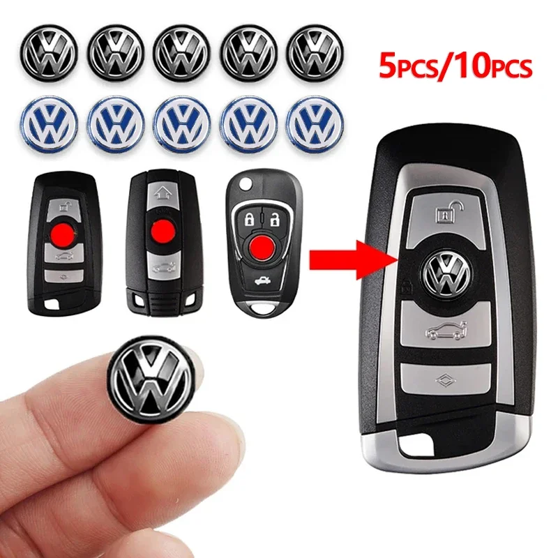2/5/10 Uds. Pegatinas con emblema de llave de coche de 14mm logotipo de llave de Control automático para Volkswagen VW Golf 4 5 Tiguan Jetta Transporter Passat T5 Polo