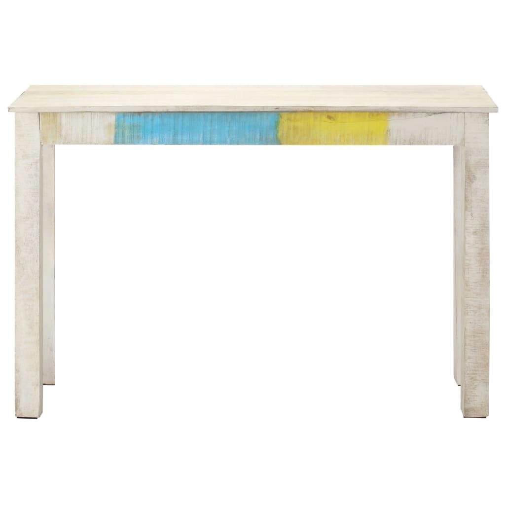 Table Console Blanc en Mango Brut Massif, 115x35x77 cm, Solution de Rangement mn