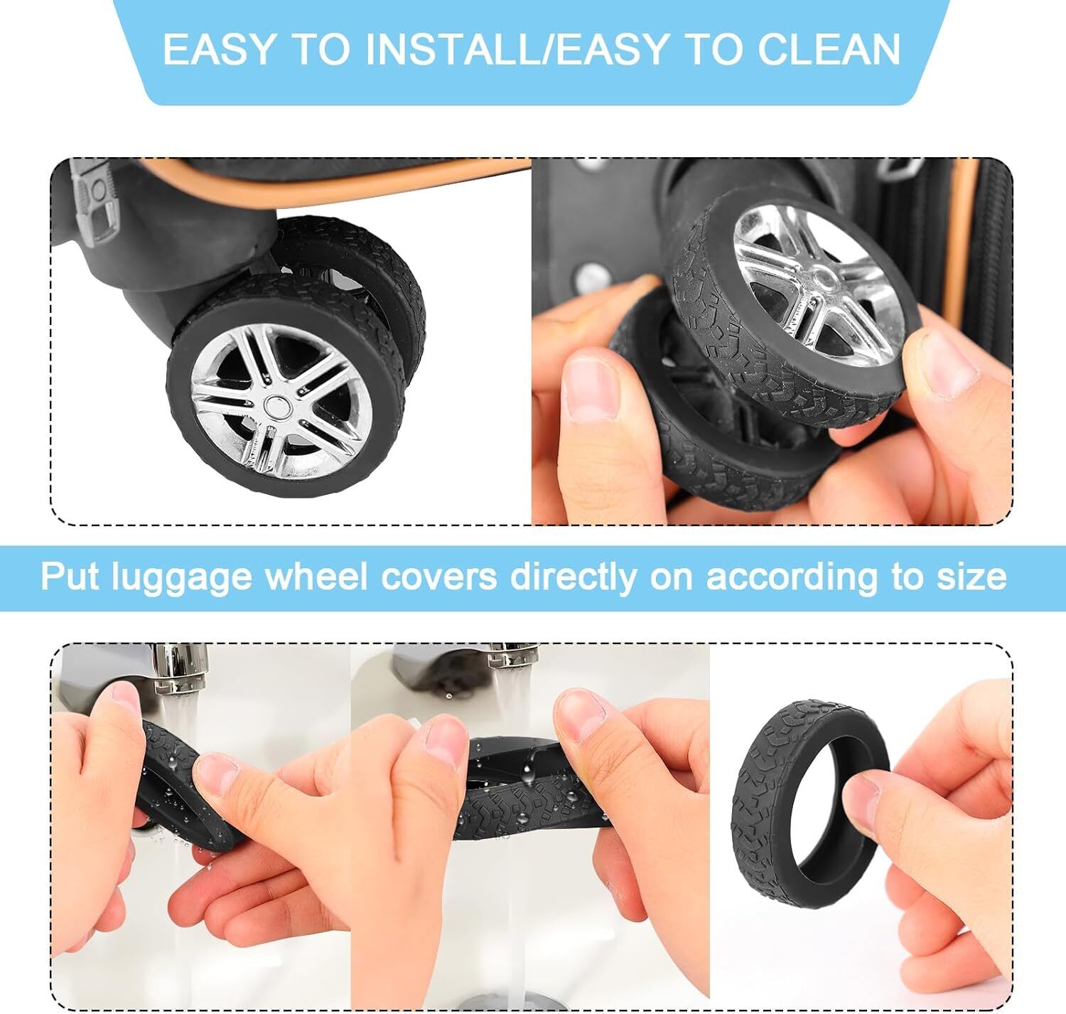 4/8pcs capas de roda de bagagem portátil mala protetor de roda cobre silicone bagagem roda cobre bagagem girador roda cobre