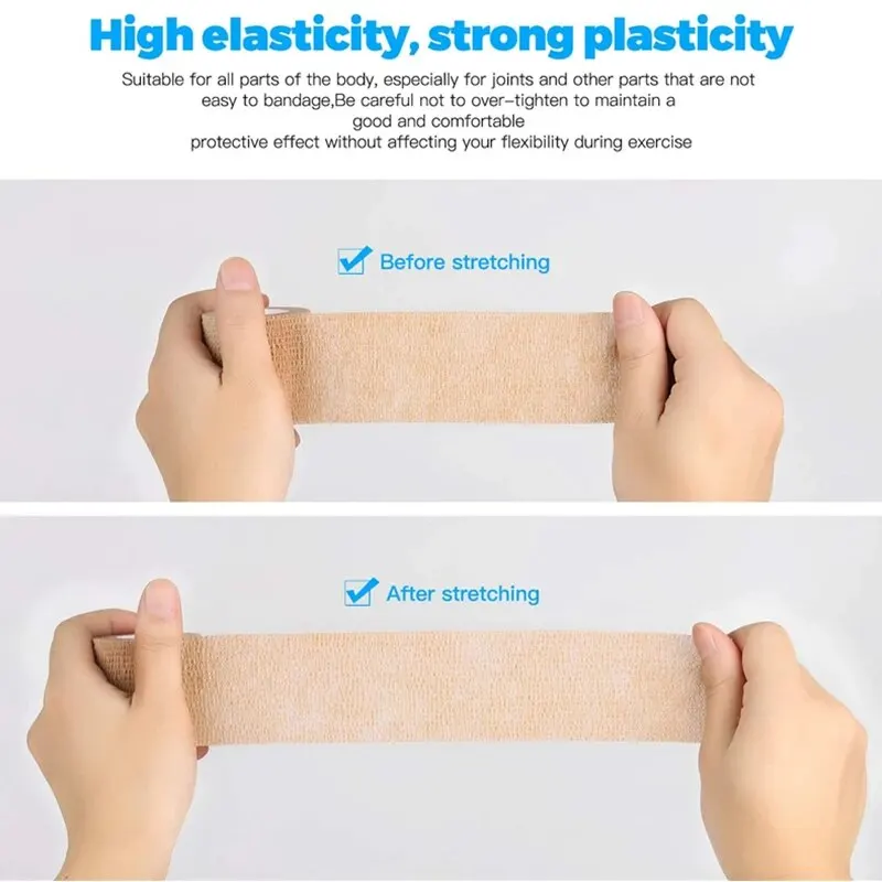 Vendaje elástico autoadhesivo desechable, 5cm x 4,5 m, para tubo de mango, accesorios de tatuaje, cinta de gasa, herramienta de primeros auxilios, 3 uds.