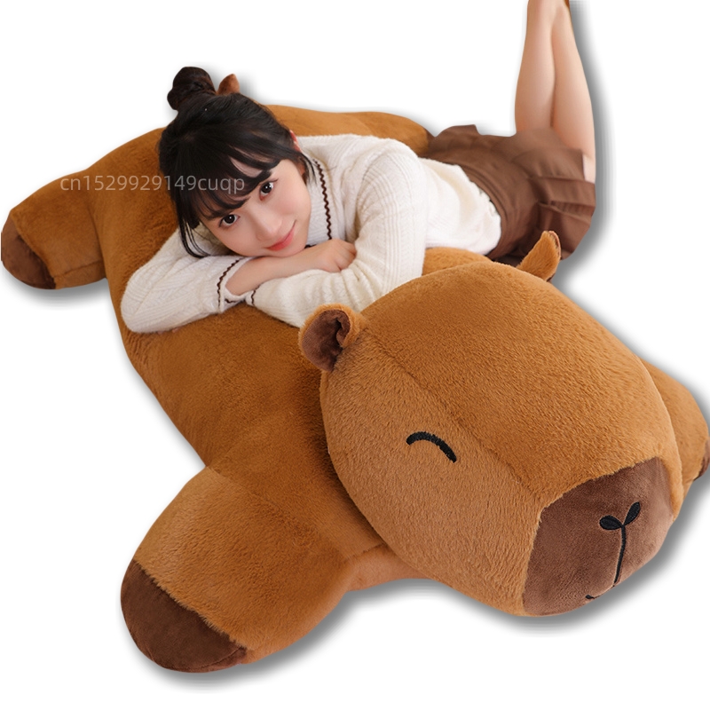 Riesige Kawaii Capybara Plüschpuppe Bodenmatte Hochwertiges Tier Braun Capybara Plüschteppich Home Decor Geschenk für Jungen und Mädchen