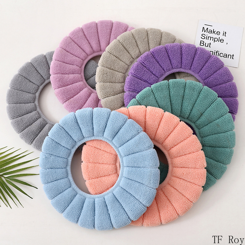 Lavável universal abóbora padrão capa de assento do toalete quente tricô o-forma closestool esteira crianças potty treinamento acessórios