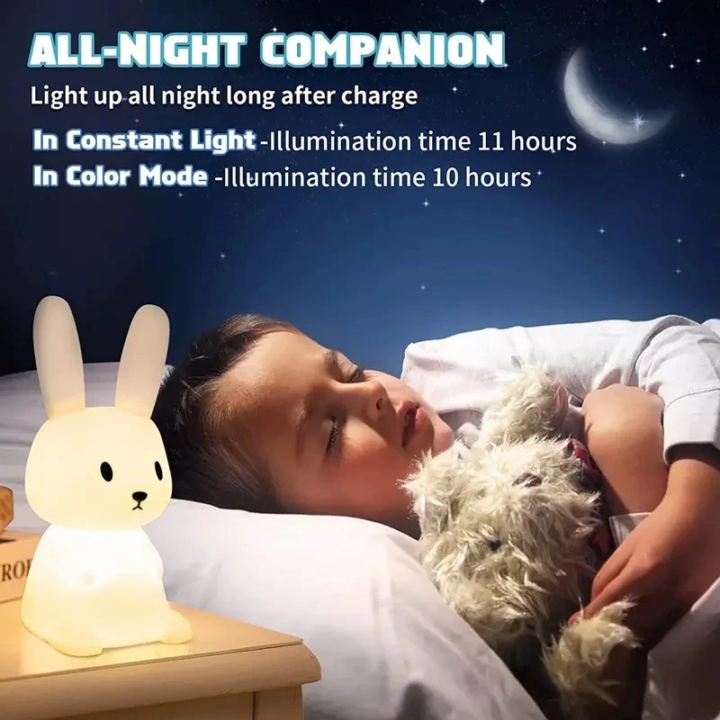 LED Night light ซิลิโคนกระต่าย Touch Sensor โคมไฟสัตว์น่ารักตกแต่งห้องนอนของขวัญเด็กทารกเด็กตารางโคมไฟตกแต่งบ้าน