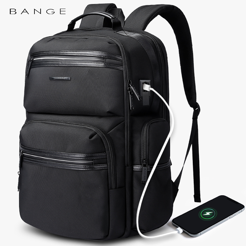BANGE Anti-Diebstahl 15,6 Zoll Laptop-Rucksack für Herren, Schultaschen, wasserdichte Geschäftsreiserucksäcke mit USB-Ladeanschluss