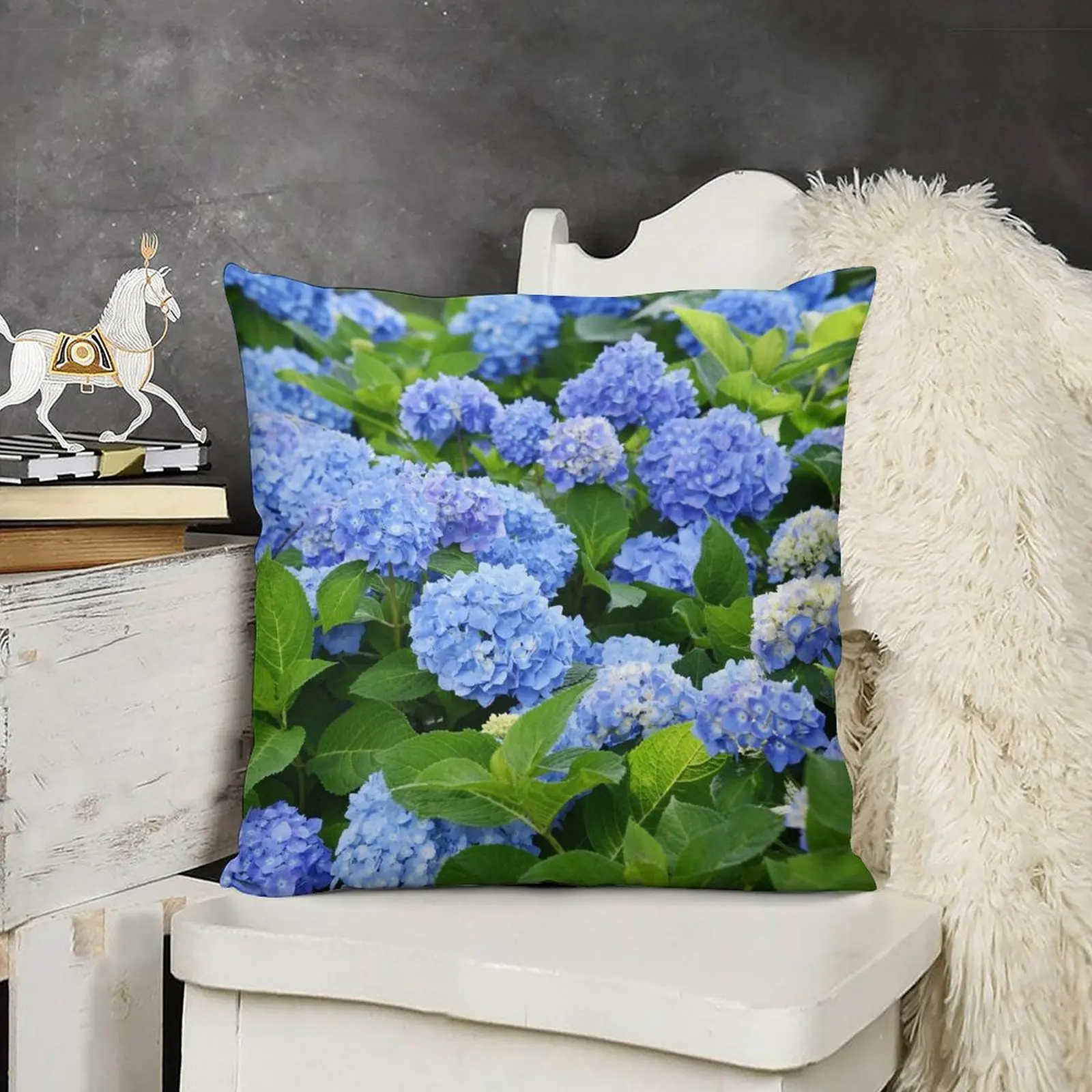 Ungu & Biru Nantucket Hydrangea Mekar Bantal Sofa Bantal Sofa Penutup Bantal