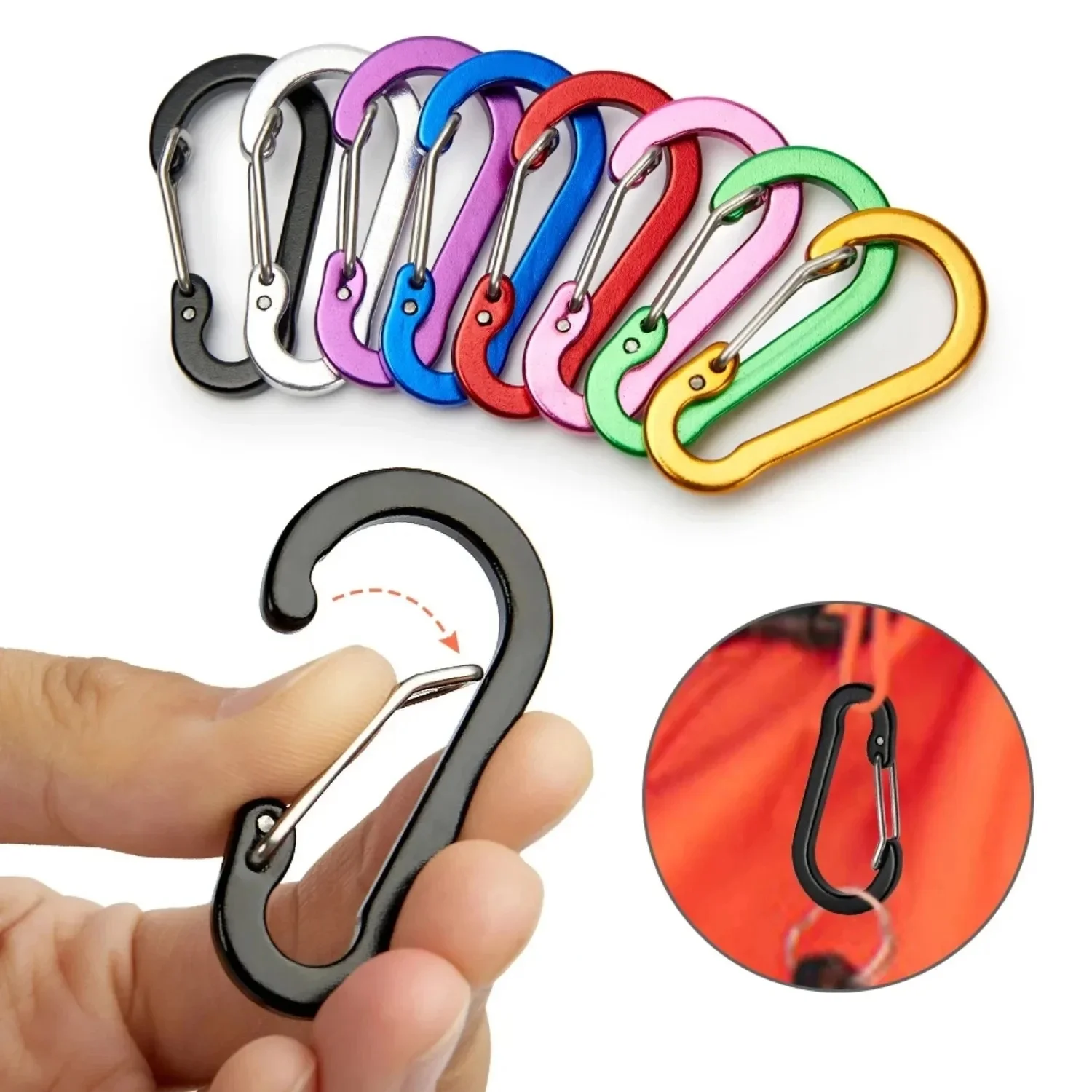 Juego de 12 Uds de mosquetones con anzuelos pequeños para turistas, pesca al aire libre, Camping, ciclismo, senderismo, multiherramienta, llavero, mosquetones con hebilla
