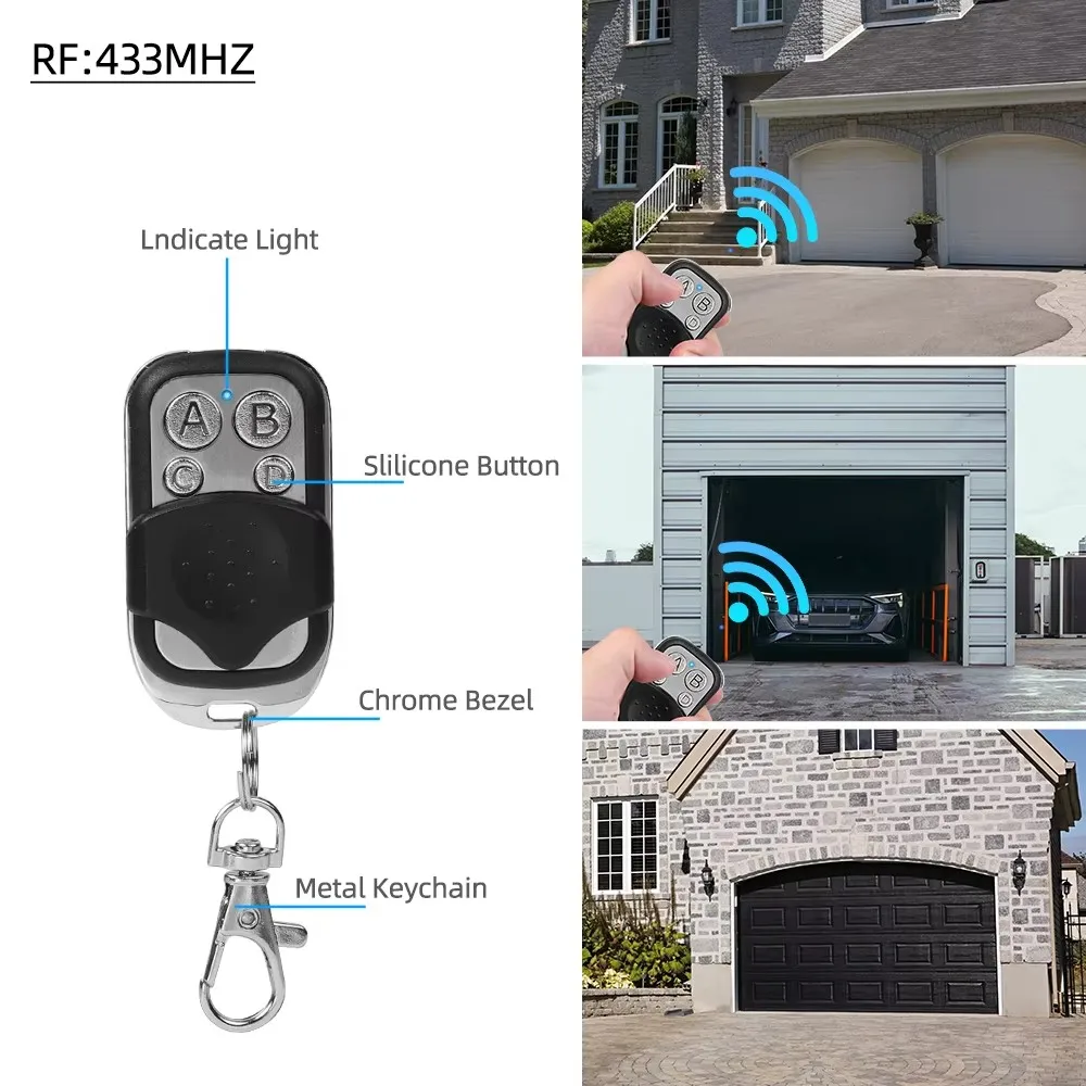 Mando a distancia de 433MHZ, duplicador de mando a distancia de 4 botones, abridor de puerta de garaje Universal, código rodante clon para puerta de garaje