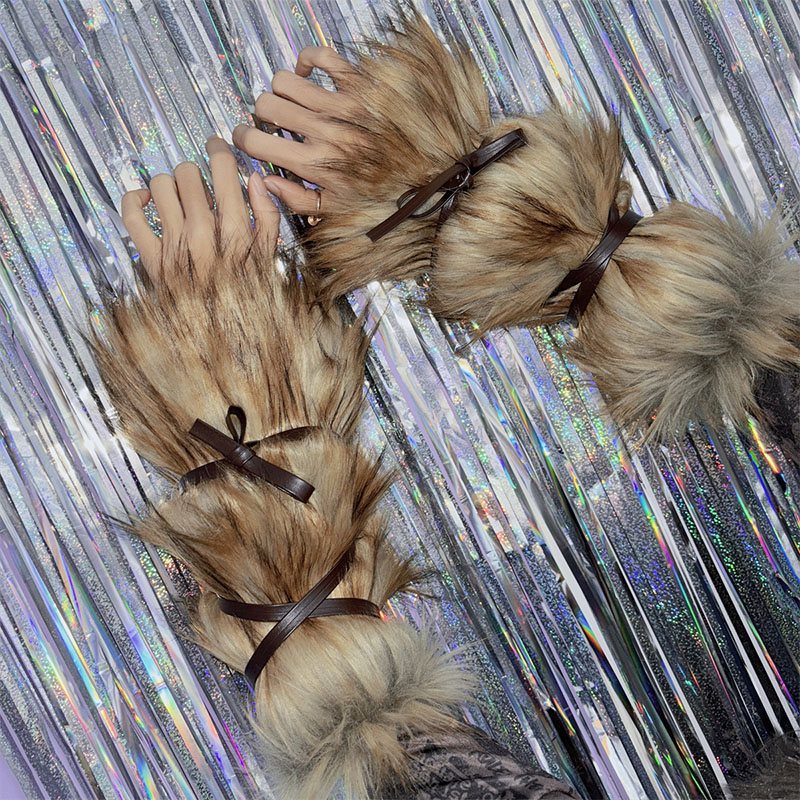 Набор нарукавников из искусственного меха с ремешками, теплые зимние теплые гетры в стиле панк, носки, ботинки, чехлы, костюм для выступления на Хэллоуин