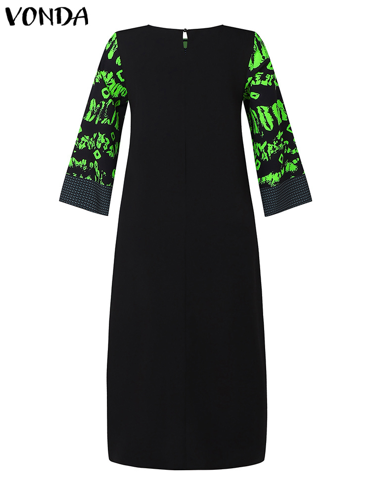 Vonda-女性のためのヴィンテージプリントマキシドレス,ロング,パッチワーク,エレガントなイブニングドレス,ラージサイズ,5xl,秋,2022