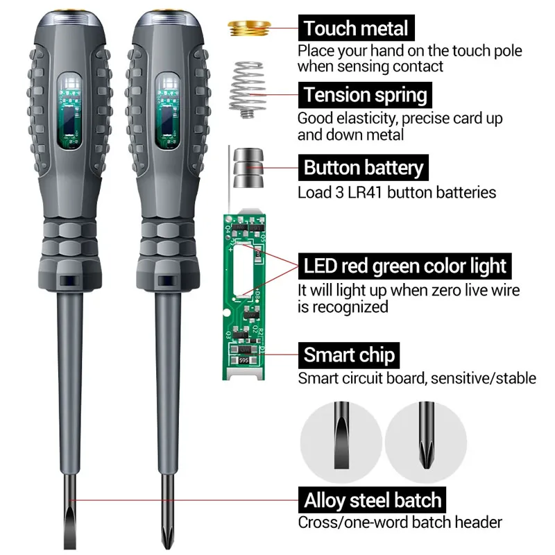2pcs Word/Cross электрик отвертка 12-220V напряжение тестер ручка AC/DC индукции изолированные электриков отвертка ручной инструмент