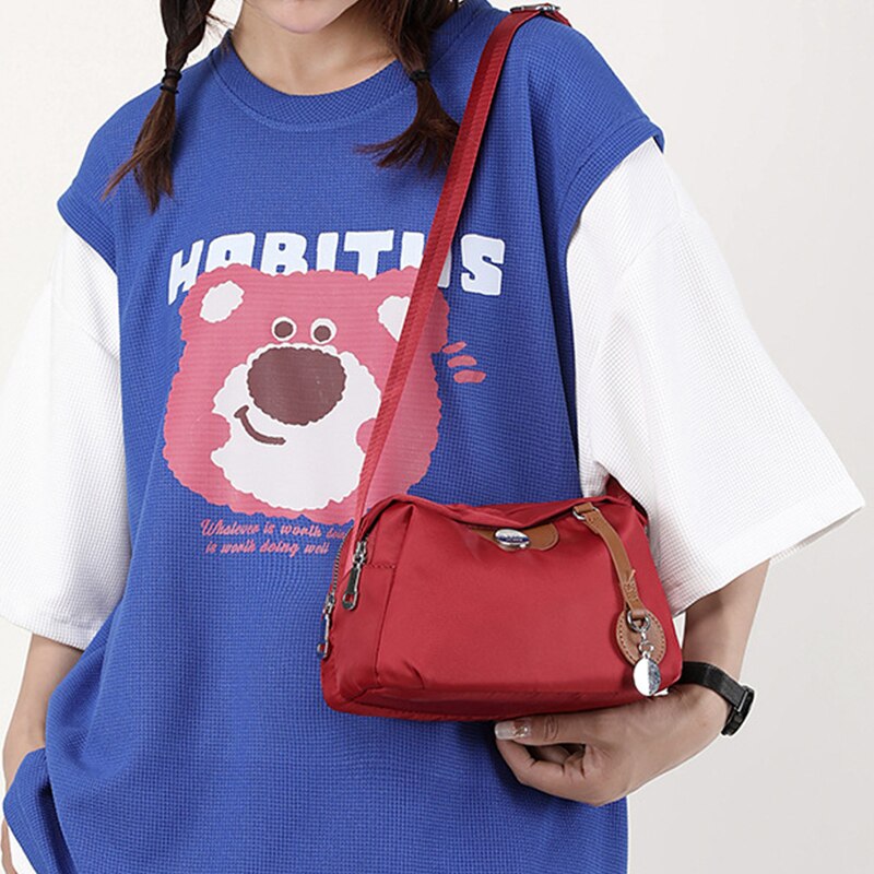 Nylon Damen wasserdichte Umhängetasche mit großer Kapazität lässig einfarbig Umhängetasche