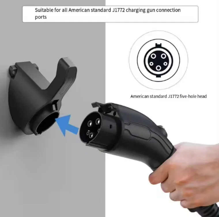 タイプ 2 EV 充電器ホルダー J1772 GBT テスラ、ポータブル壁コネクタ ホルスター、電気自動車ケーブル オーガナイザー、固定ベース、