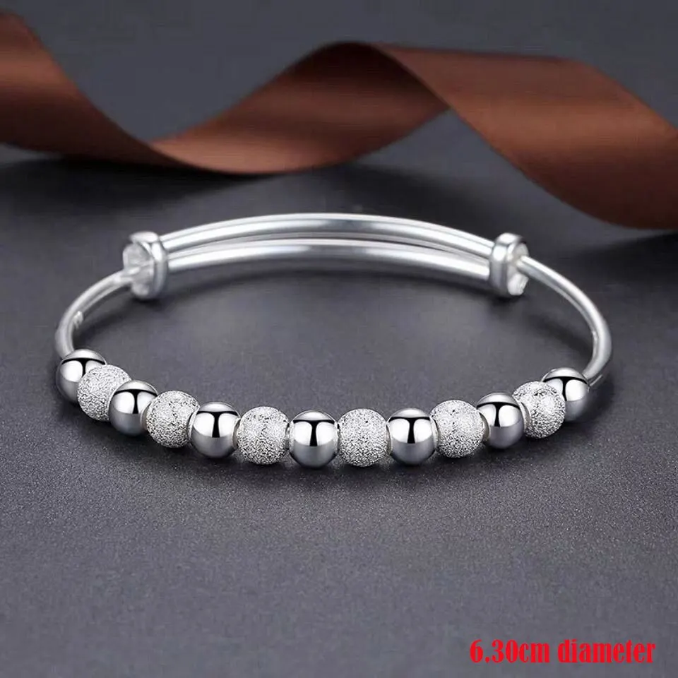 Ciondoli Braccialetti con perline di lusso color argento 925 Braccialetti carini per le donne Gioielli da sposa per feste di moda regolabili