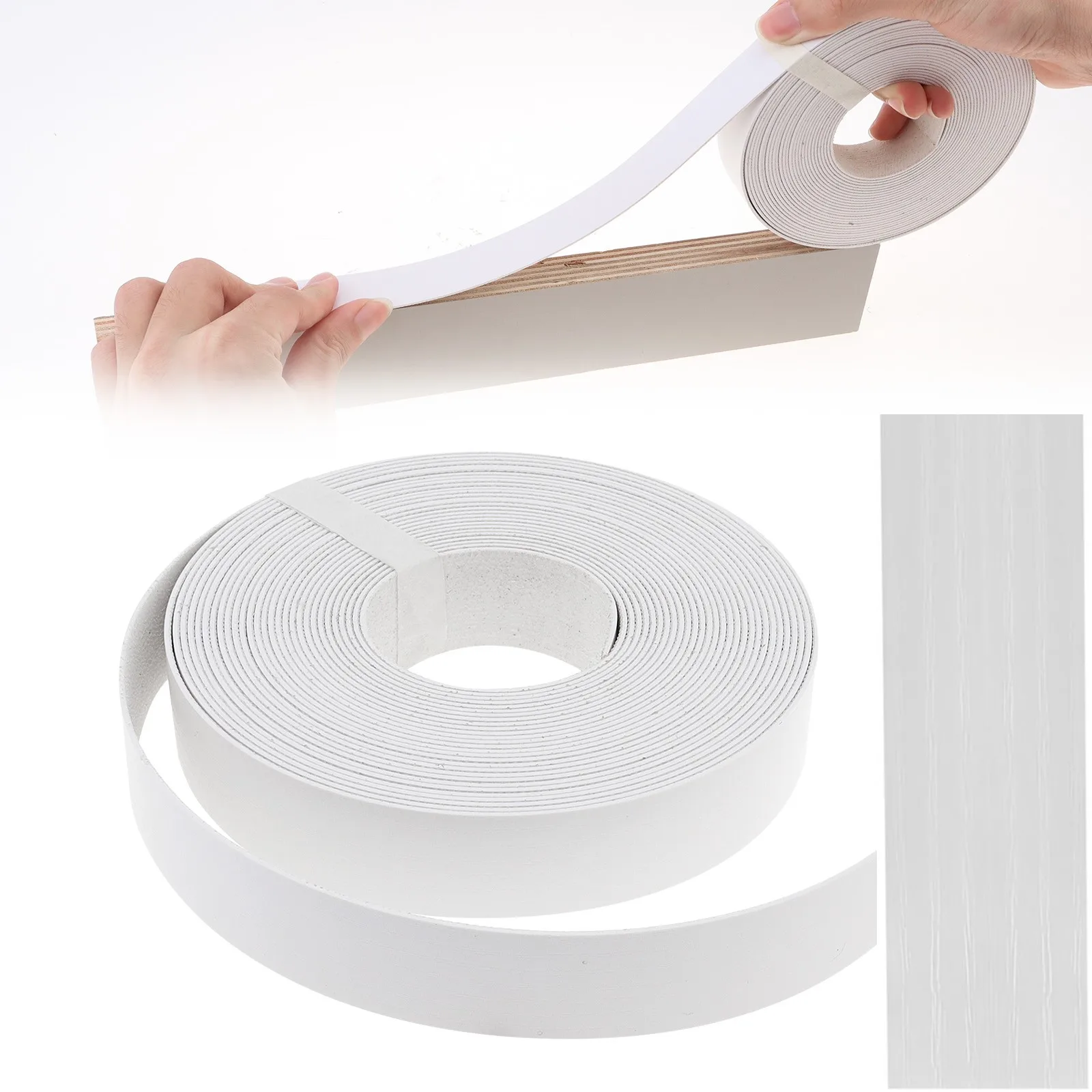 7.62M สีดํา/สีขาว Hot Melt กาวขอบ PVC แถบ Pre-glued วีเนียร์ขอบสําหรับไม้อัดโต๊ะ/ตู้