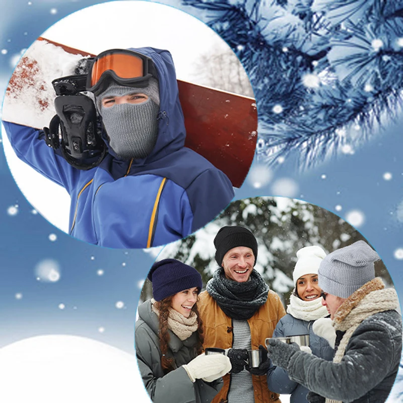Gorros con máscara 2 en 1 para hombre, gorros de pasamontañas de invierno, gorros tejidos a la moda, gorro de esquí de cara completa, orejeras tácticas para ciclismo, gorro tejido
