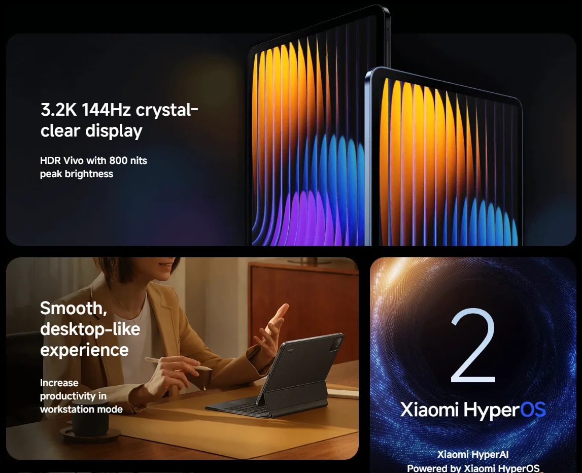 Tablet Xiaomi Pad 7 Pro Processor Leeuwebek 870 Display 11,2 inch camera 144 Hz 50 MP 32 MP Batterij 8850 mAh 65 W