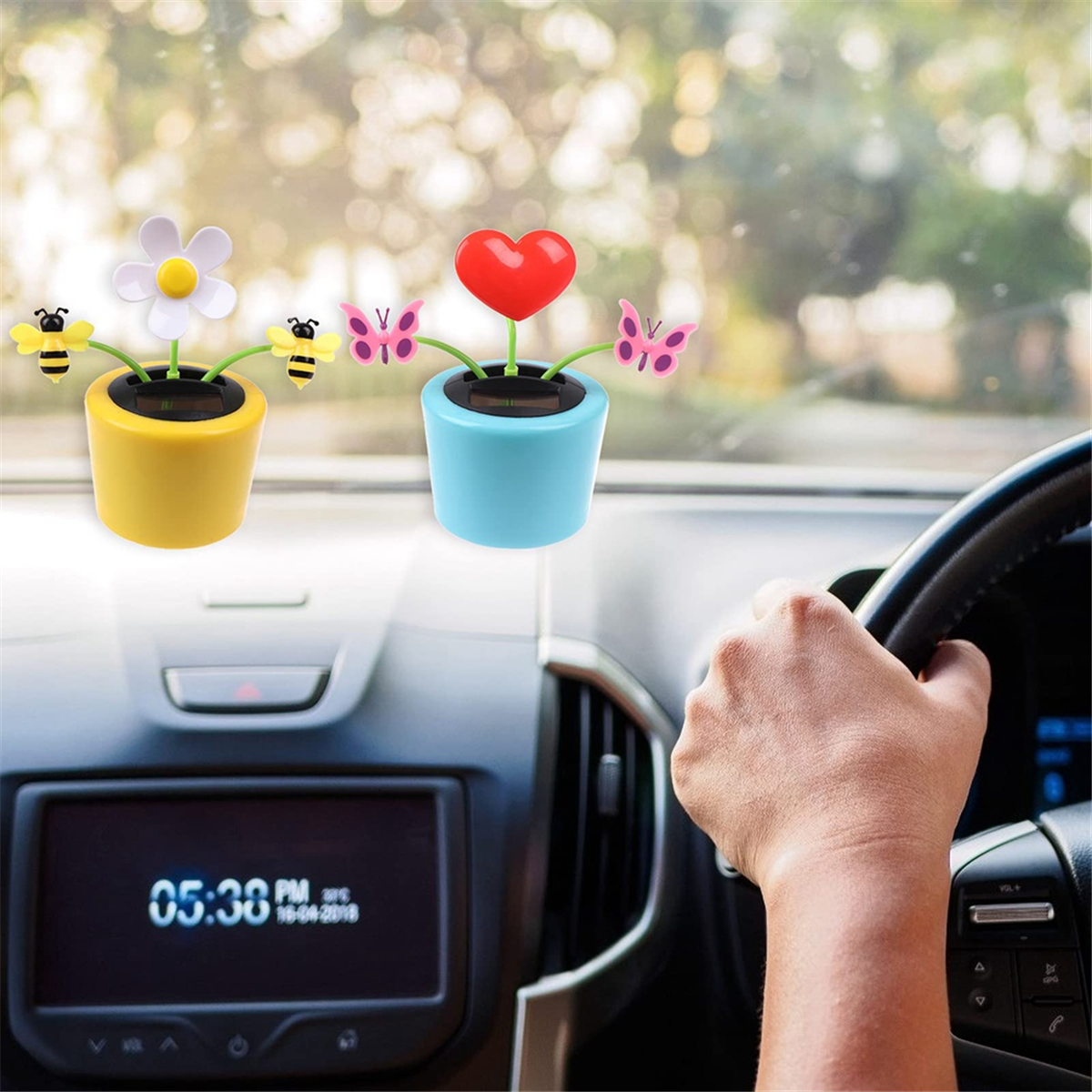 A72P 4PCS Solar Powered Dancing Bee & Sunflower Toys, Animated Bobblehead Dancer for Home, Office, & Car Decor