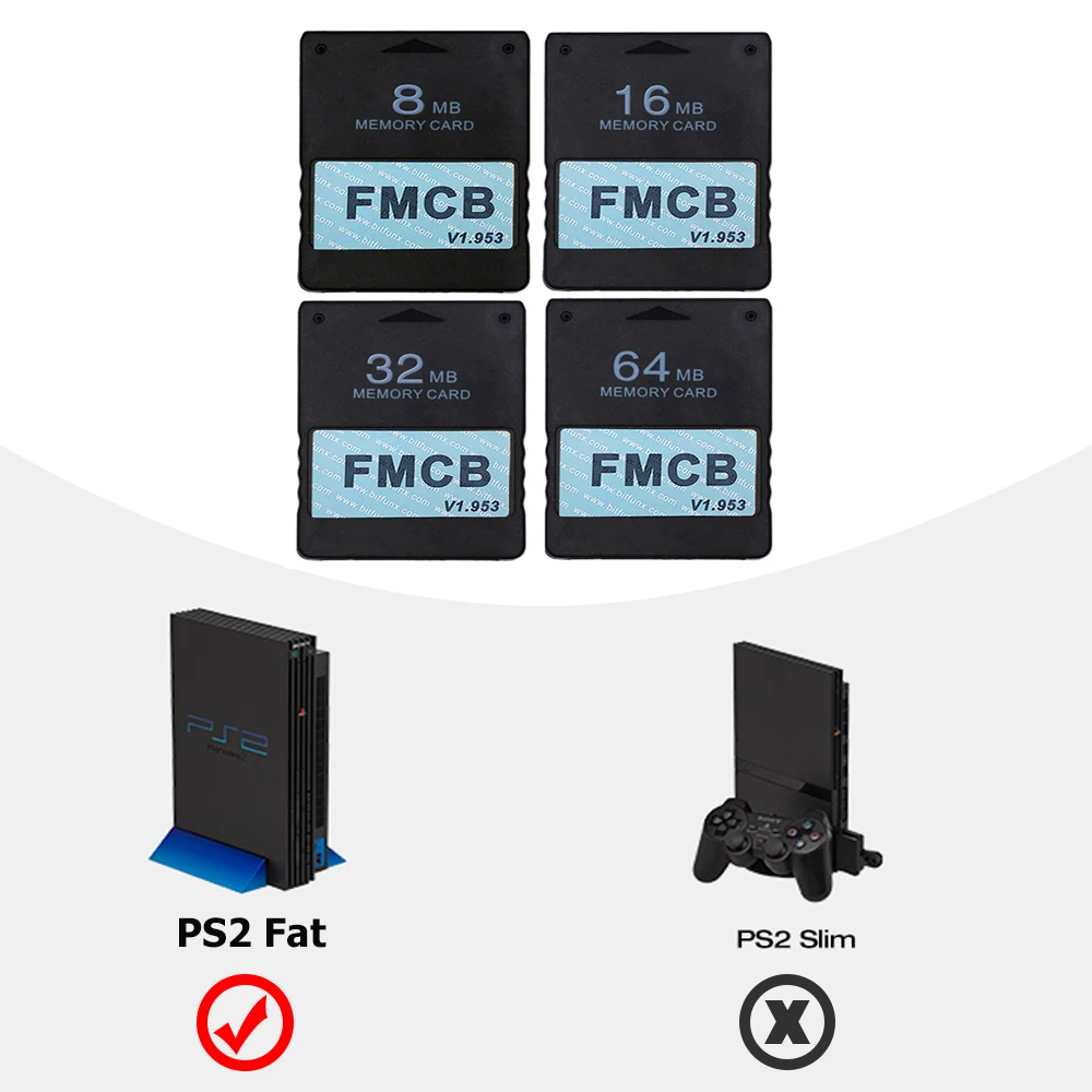 Bitfunx 8MB 16MB 32MB 64MB V1.953 Free McBoot FMCB OPL Memory Card for PS2 Fat Console