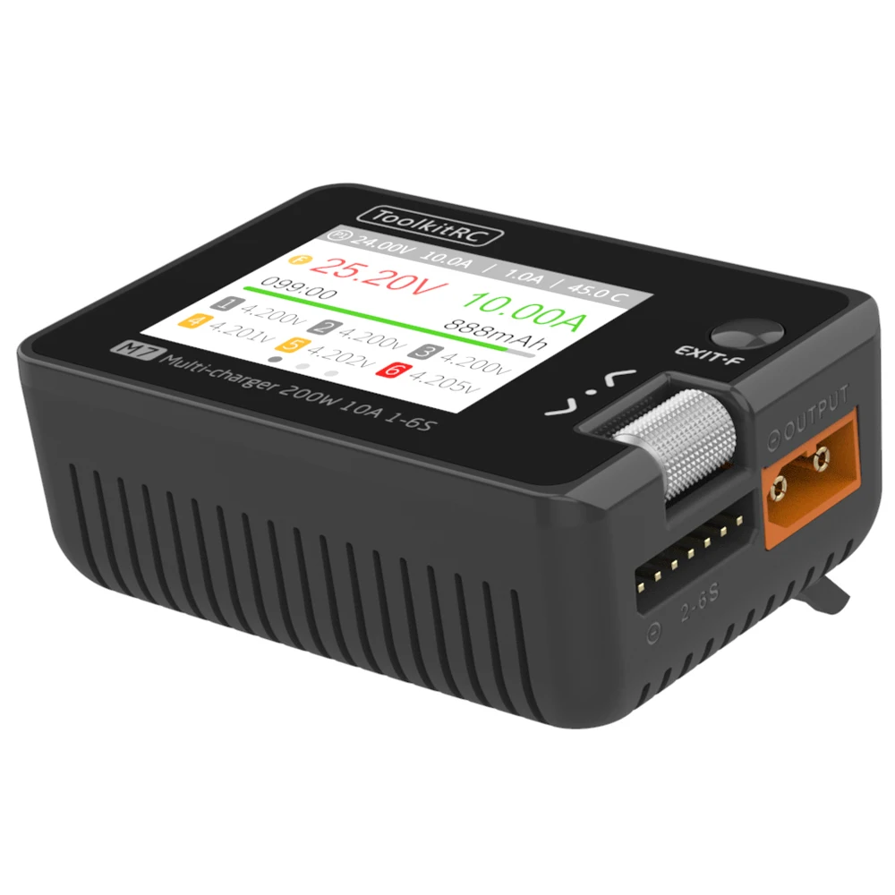 ToolkitRC M7 200W 10A DC BALANCE Charger Discharger สําหรับ 1-6S LiPo แบตเตอรี่แรงดันไฟฟ้า Servo Checker ESC เครื่องทดสอบตัวรับสัญญาณ LCD IPS