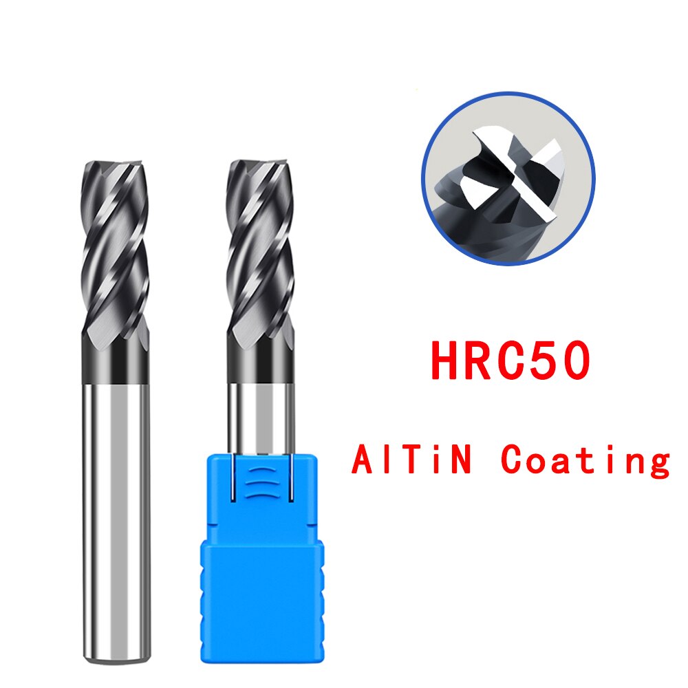 炭化タングステン鋼フライスカッター,超硬材料,CNC切削工具,4フルート,hrc50