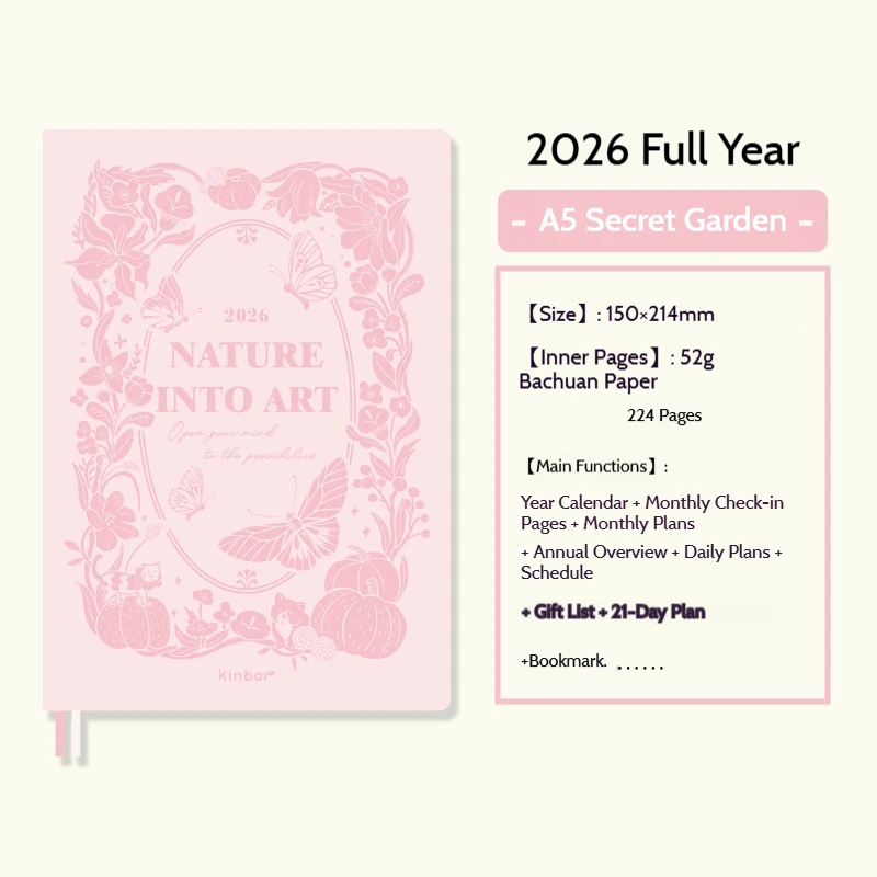 Kinbor 2026 A5 A6 Annual Notebook One Day A Page 52g Bachuan Paper Horse Year Agenda libretas Plan Efficiency Manual Todo List