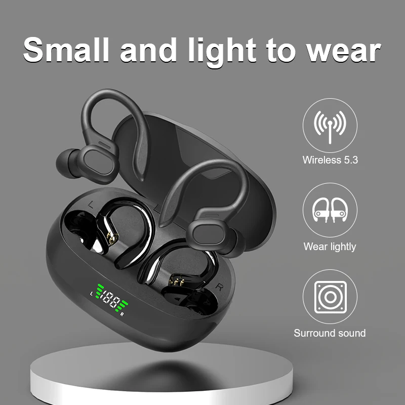 SHUKE-auriculares inalámbricos con Bluetooth, cascos deportivos con gancho para la oreja, sonido estéreo Hifi 9D, resistentes al agua, intrauditivos con micrófono
