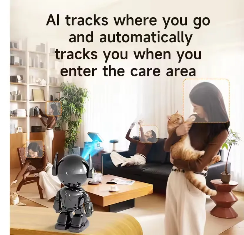 Cámara inalámbrica 360 del robot de la seguridad del hogar de la cámara IP de 5MP PTZ WIFI °   Monitor de bebé interior con lente invisible y seguimiento automático de audio bidireccional