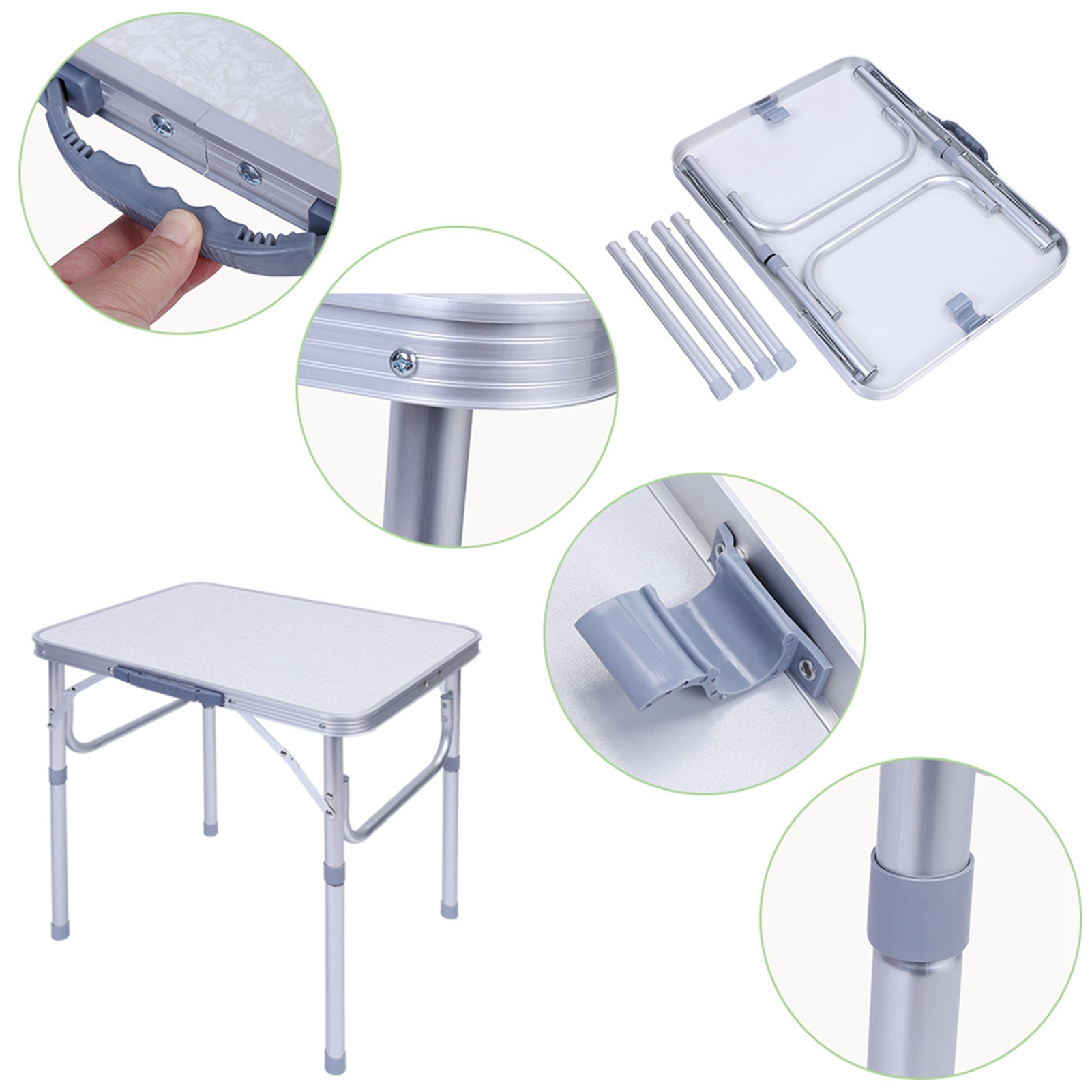 1x Aluminum Alloy Adjustable Folding Table Desk Stand Tray for Outdoor Garden Camping Picnic