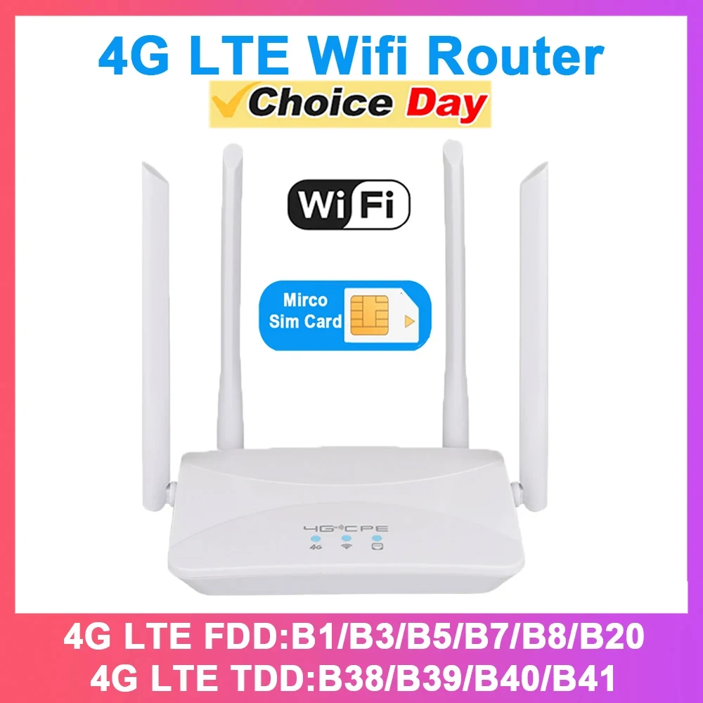 KuWFi 4G LTE CPE-router 300 Mbps draadloze thuisrouter 3G 4G SIM 2.4G wifi-router RJ45 WAN LAN Draadloos 4G-modem Ondersteuning 10 apparaten