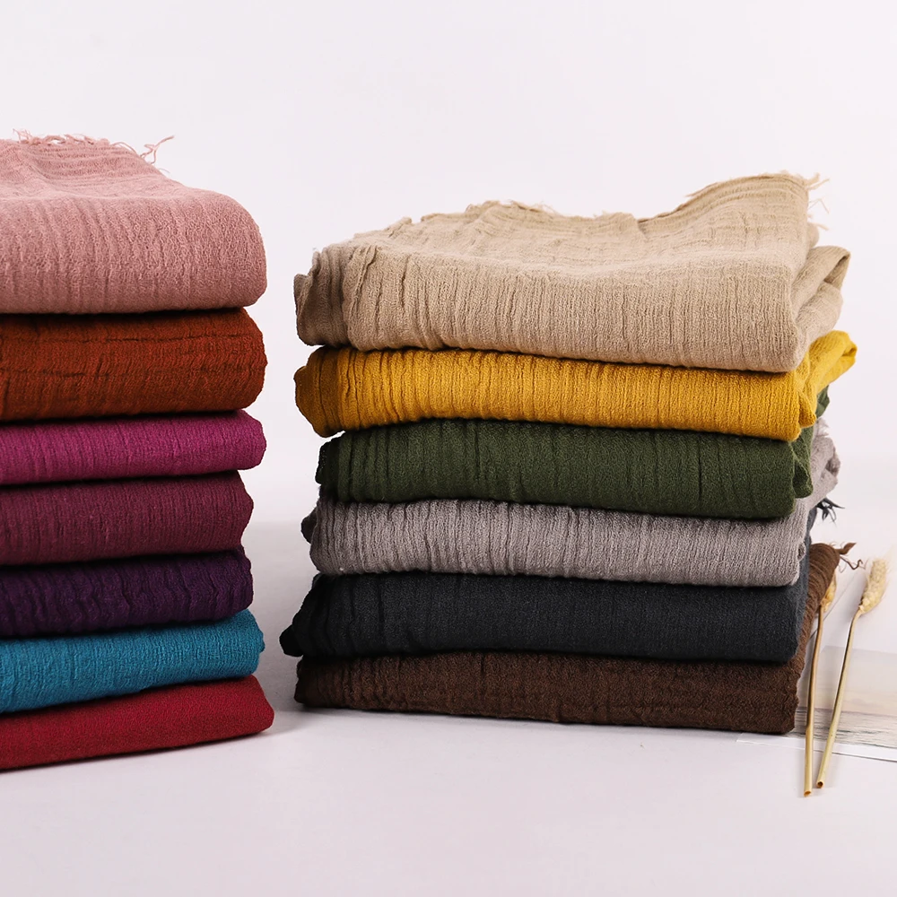 Novo design outono inverno feminino cachecol quente simples sólido linho algodão xales muçulmanos lenço envoltório cabeça cabelo pashmina stoles