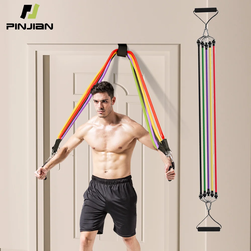 10-14 unids/set cuerda de tracción bandas de resistencia para culturismo conjunto tensor multifunción traje cinturón de entrenamiento muscular bandas elásticas