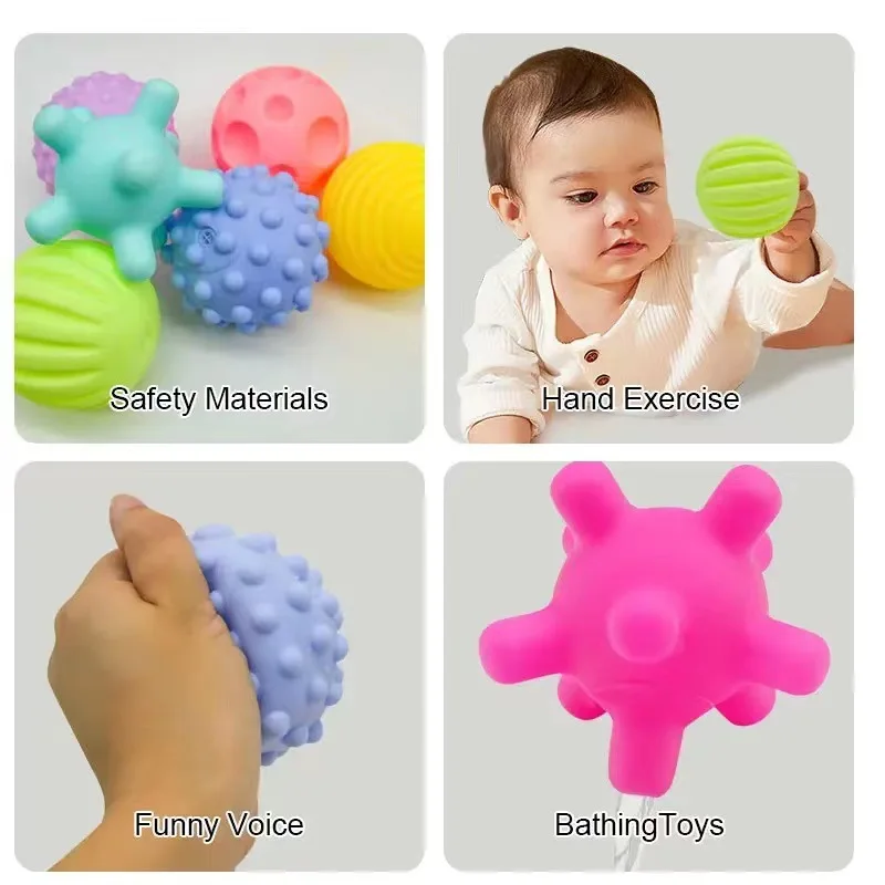 Bolas sensoriais para bebê toque mão bola massagem bolas texturizadas macias mãos do bebê espremer bolas conjunto desenvolver sentidos táteis do miúdo brinquedo