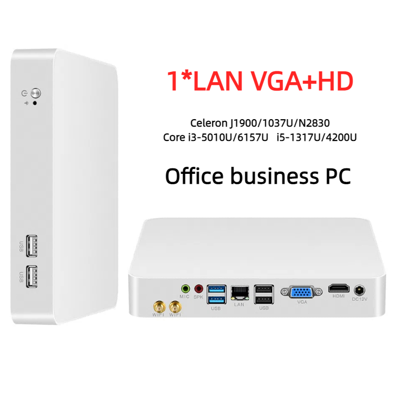 Tolibek HTPC Mini PC Intel Core i5 4200U i3 6157U j1900 DDR3L Windows 10 Wifi HDMI 6 * ventilador enfriador USB Mini ordenador minipc de escritorio
